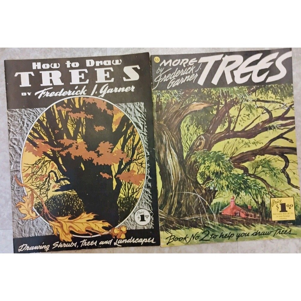 Lot 2 Vintage Walter Foster Art Books How to Draw Trees More Trees Garner No 55